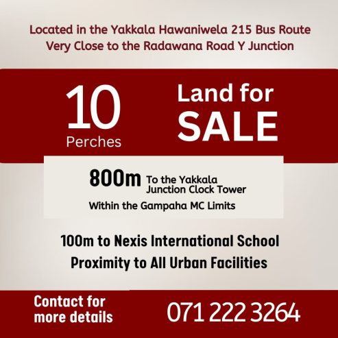 10 perches land for sale in Yakkala